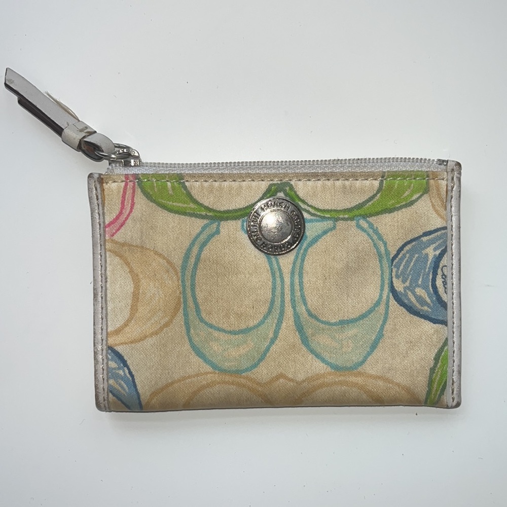 Coach Vintage Multi Color Motif Wallet Coin Pouch Canvas